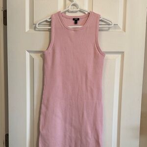 Pink Ribbed Sleeveless Dress